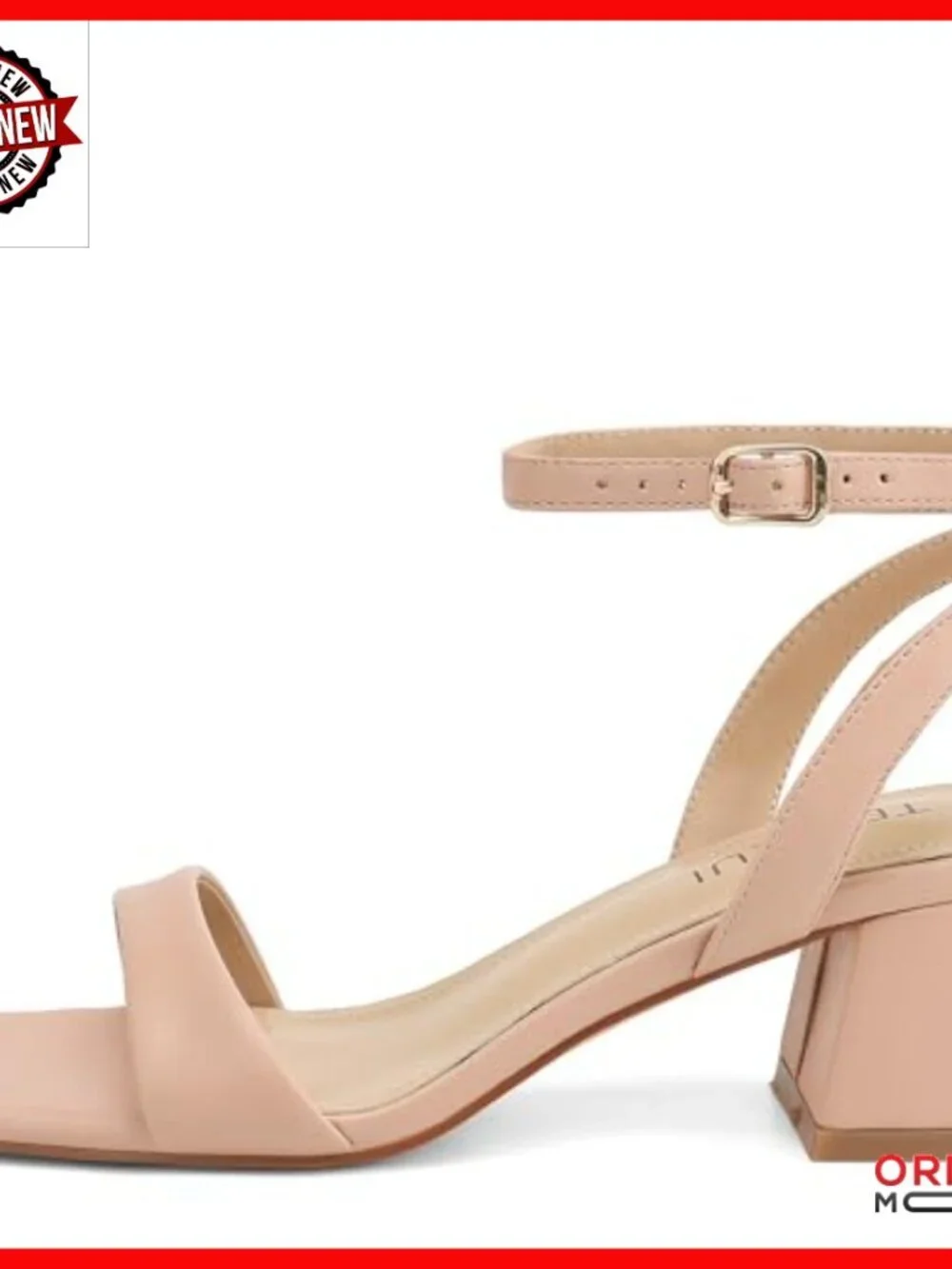 Women's Strappy Heeled Sandals with Ankle Strap, Square Toe, 2-Inch Block Heels